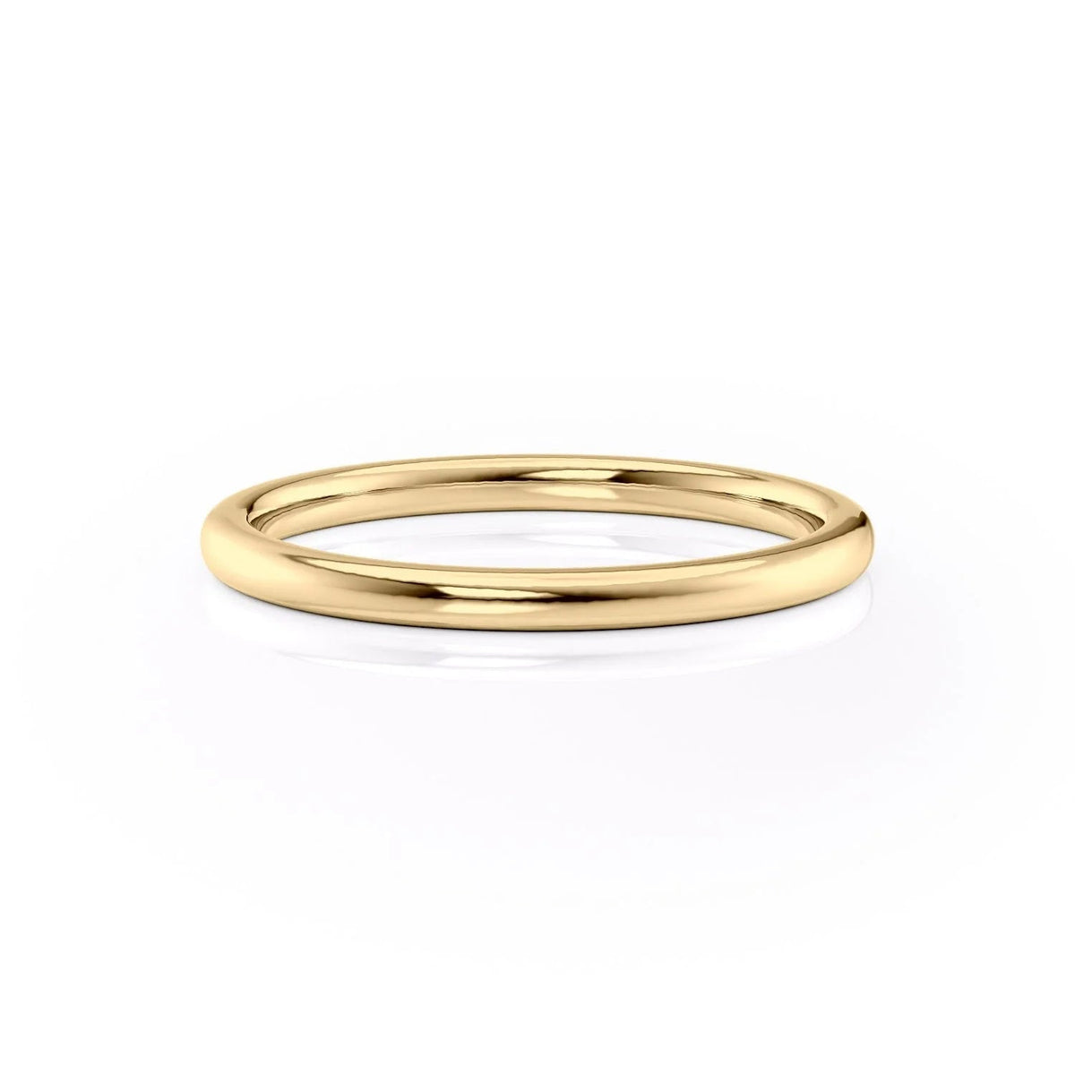 The Natalie. A Yellow Gold Solid Wedding Band Set With Lab Grown Diamonds. White Background.