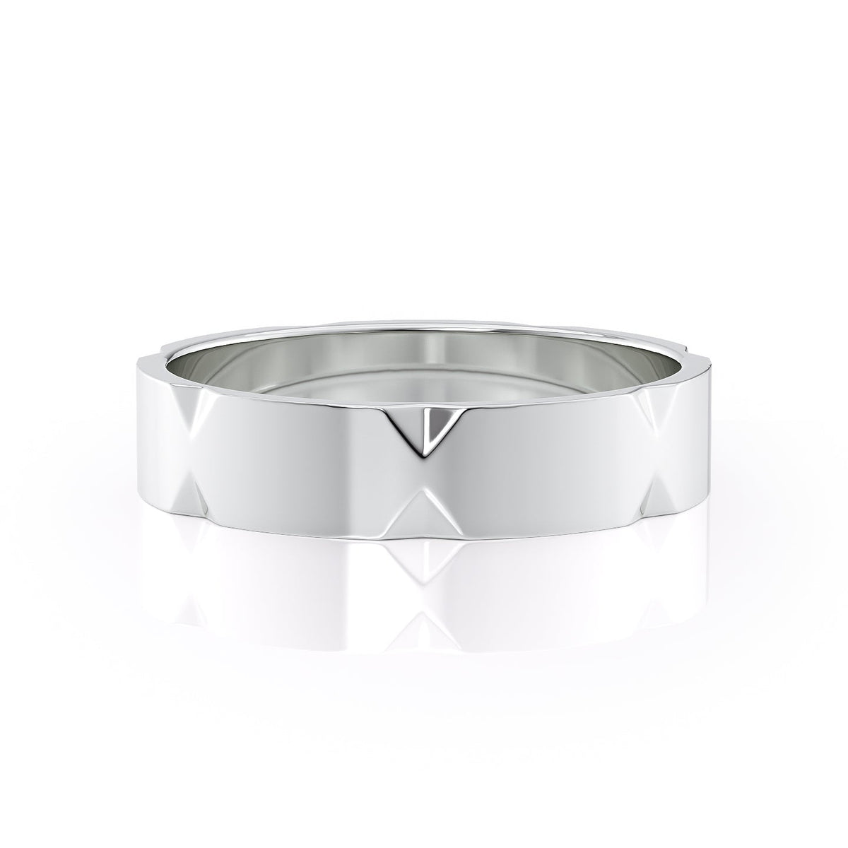 The Nathan. A White Gold Designer Wedding Band Set With Lab Grown Diamonds. White Background.