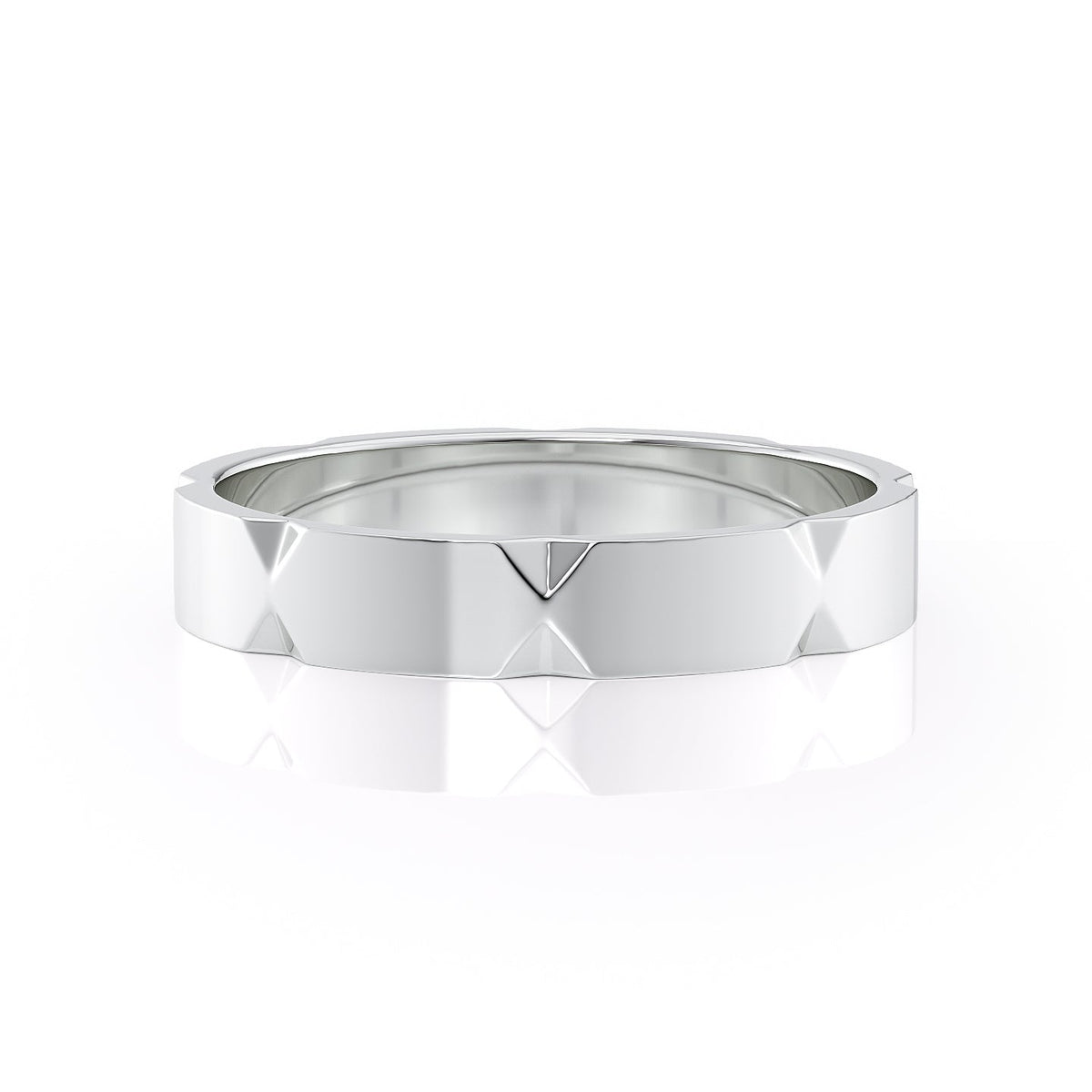 The Nathan. A White Gold Designer Wedding Band Set With Lab Grown Diamonds. White Background.