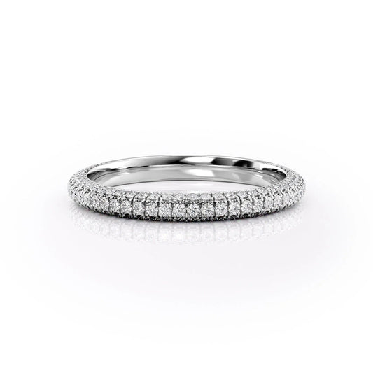 The Rachel. A White Gold Pave Wedding Band Set With 0.5tcw Round Lab Grown Diamonds. White Background.