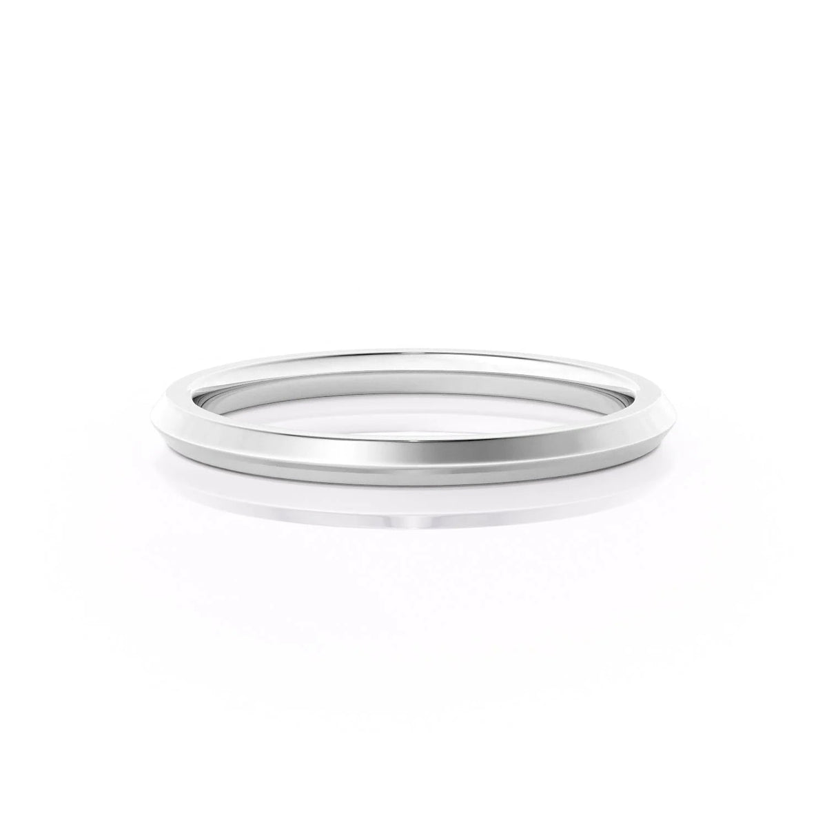 The Razor Kamellie. A White Gold Solid Wedding Band Set With Lab Grown Diamonds. White Background.