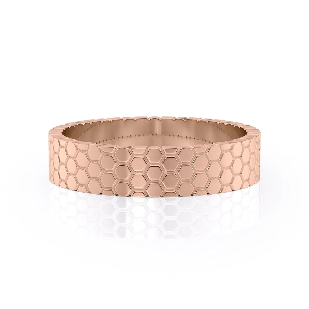 The Stephen. A Rose Gold Designer Wedding Band Set With Lab Grown Diamonds. White Background.