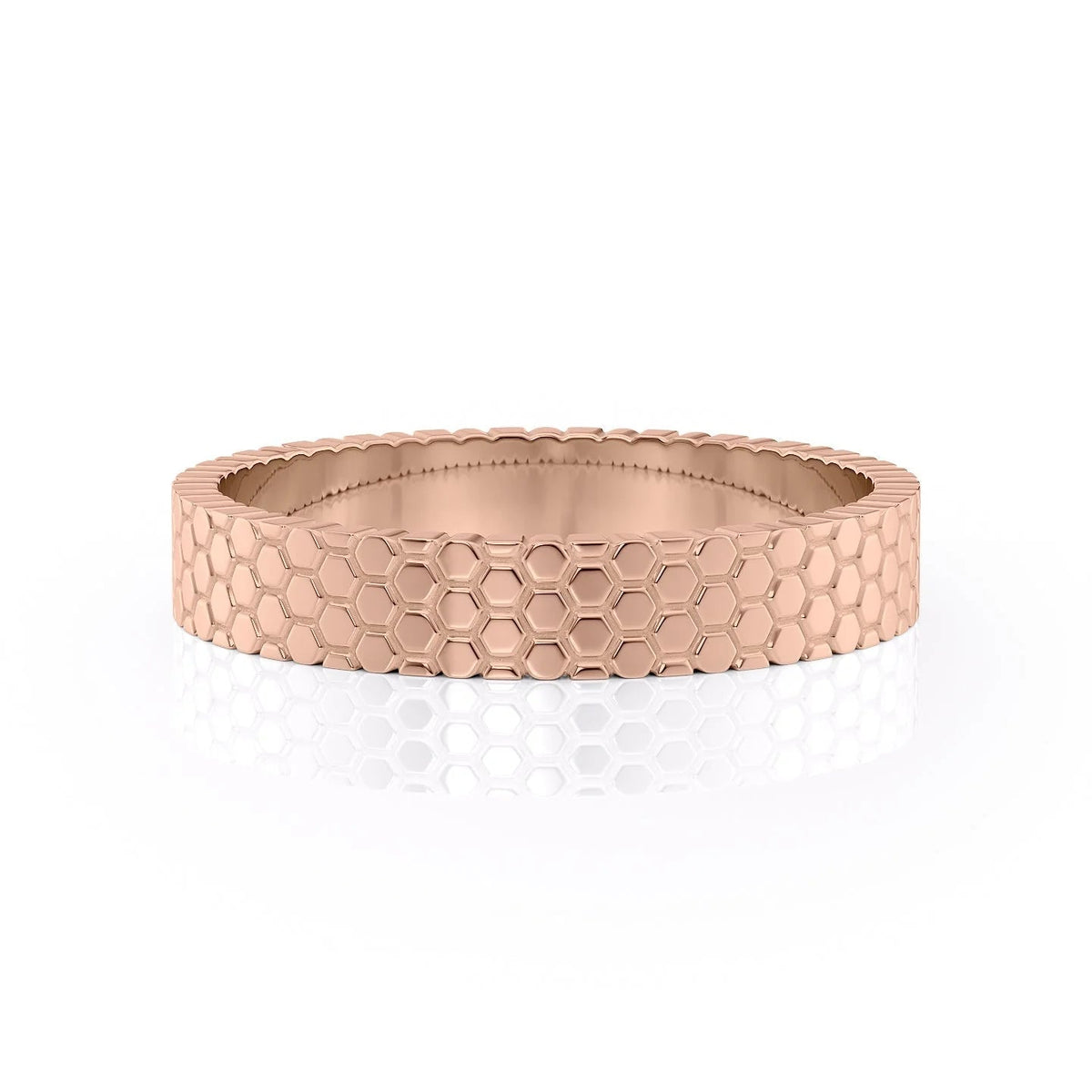 The Stephen. A Rose Gold Designer Wedding Band Set With Lab Grown Diamonds. White Background.