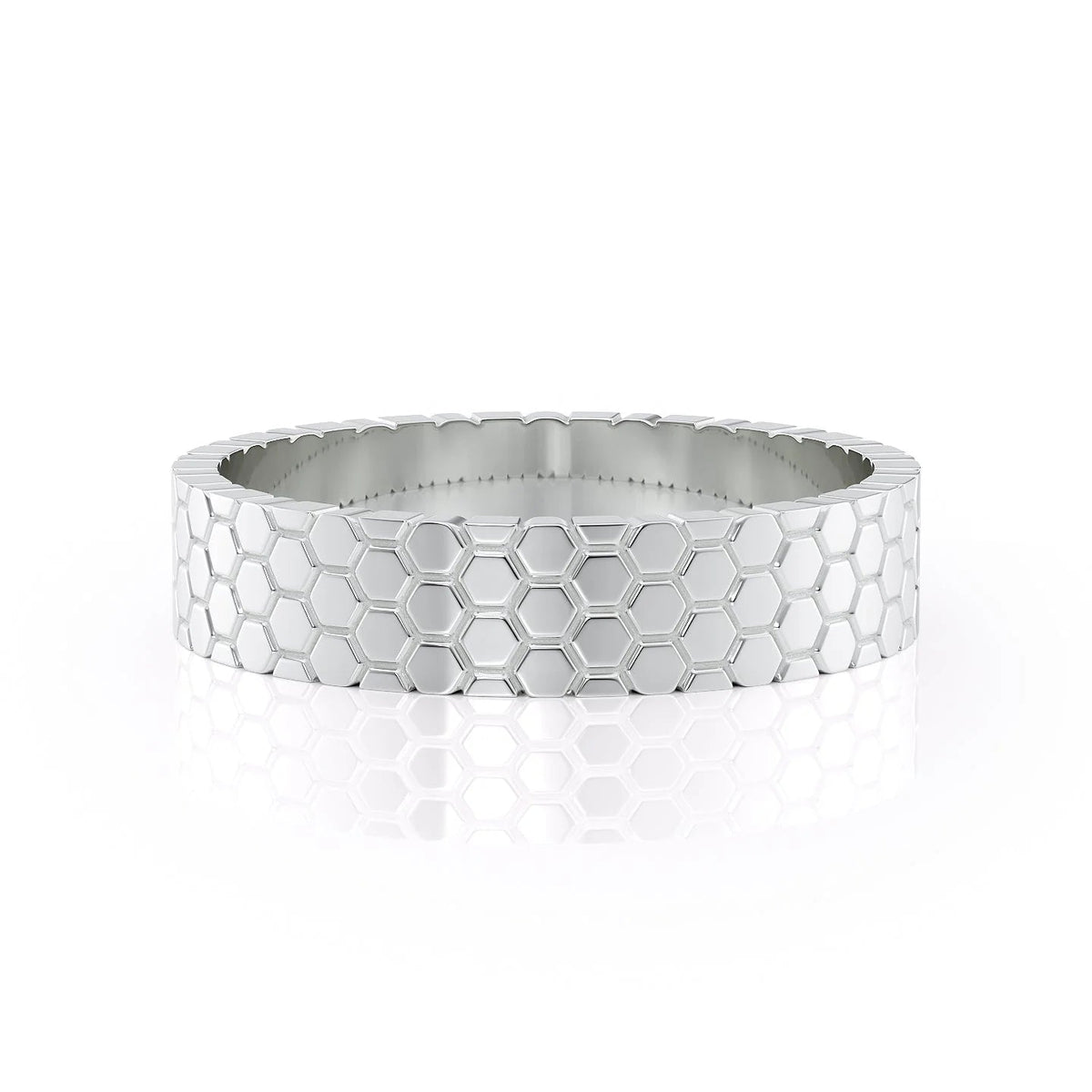 The Stephen. A White Gold Designer Wedding Band Set With Lab Grown Diamonds. White Background.