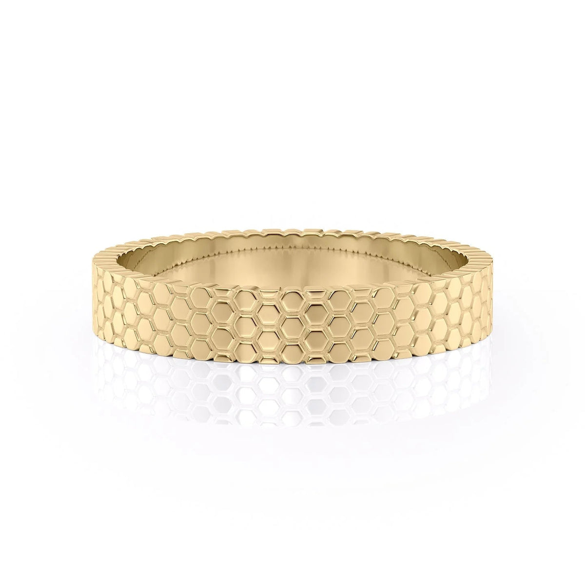 The Stephen. A Yellow Gold Designer Wedding Band Set With Lab Grown Diamonds. White Background.