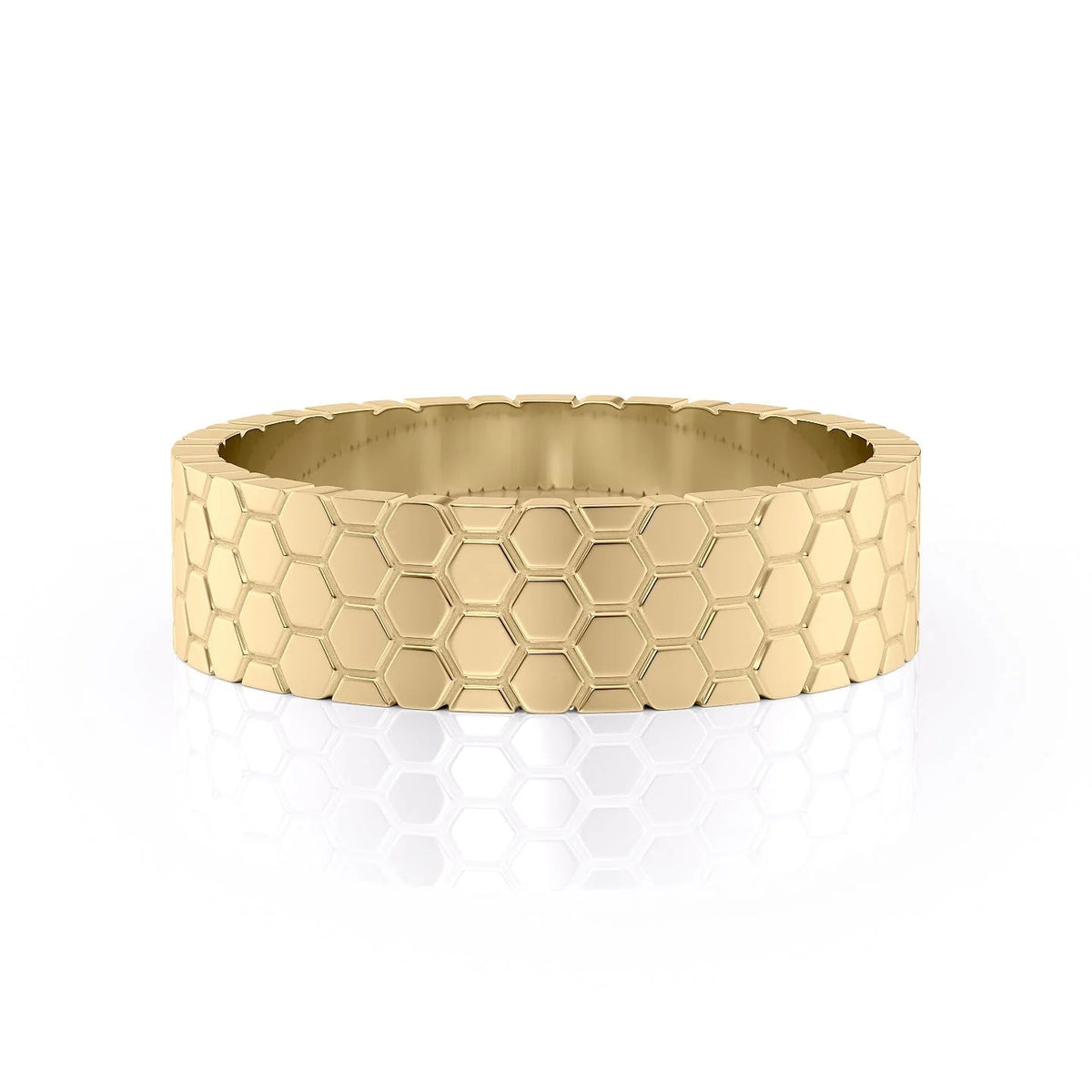 The Stephen. A Yellow Gold Designer Wedding Band Set With Lab Grown Diamonds. White Background.