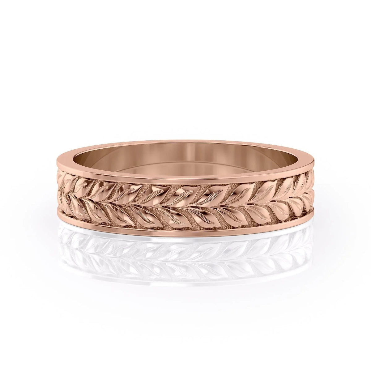 The William. A Rose Gold Designer Wedding Band Set With Lab Grown Diamonds. White Background.